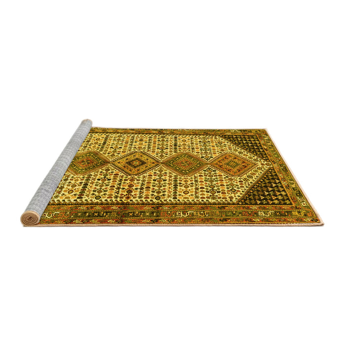 Sideview of Machine Washable Persian Yellow Traditional Rug, wshtr3211yw