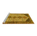 Sideview of Machine Washable Persian Yellow Traditional Rug, wshtr3211yw