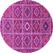 Round Machine Washable Persian Pink Traditional Rug, wshtr3212pnk