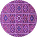 Round Machine Washable Persian Purple Traditional Area Rugs, wshtr3212pur