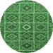 Round Machine Washable Persian Emerald Green Traditional Area Rugs, wshtr3212emgrn