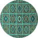 Round Persian Turquoise Traditional Rug, tr3212turq