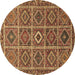 Round Machine Washable Persian Brown Traditional Rug, wshtr3212brn