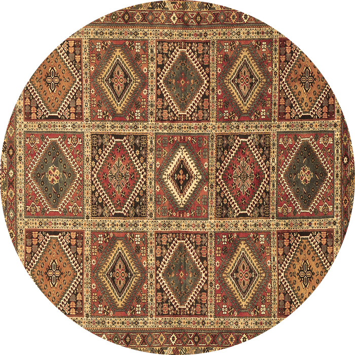 Round Persian Brown Traditional Rug, tr3212brn
