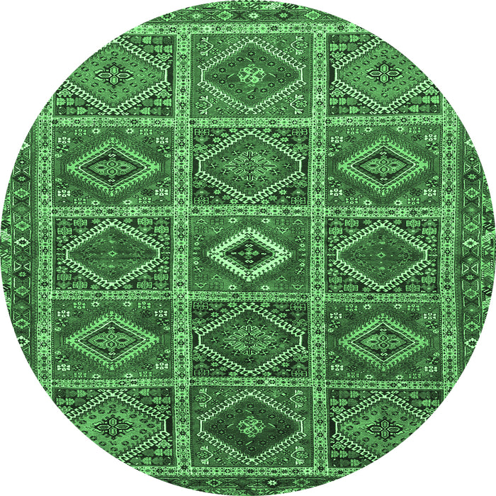 Round Persian Emerald Green Traditional Rug, tr3212emgrn