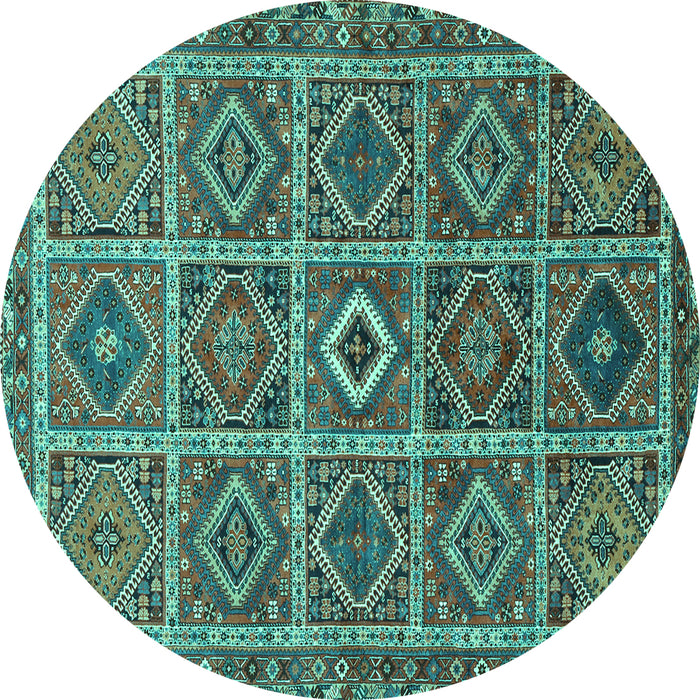 Round Machine Washable Persian Turquoise Traditional Area Rugs, wshtr3212turq