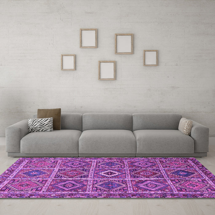 Machine Washable Persian Purple Traditional Area Rugs in a Living Room, wshtr3212pur