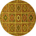 Round Persian Yellow Traditional Rug, tr3212yw