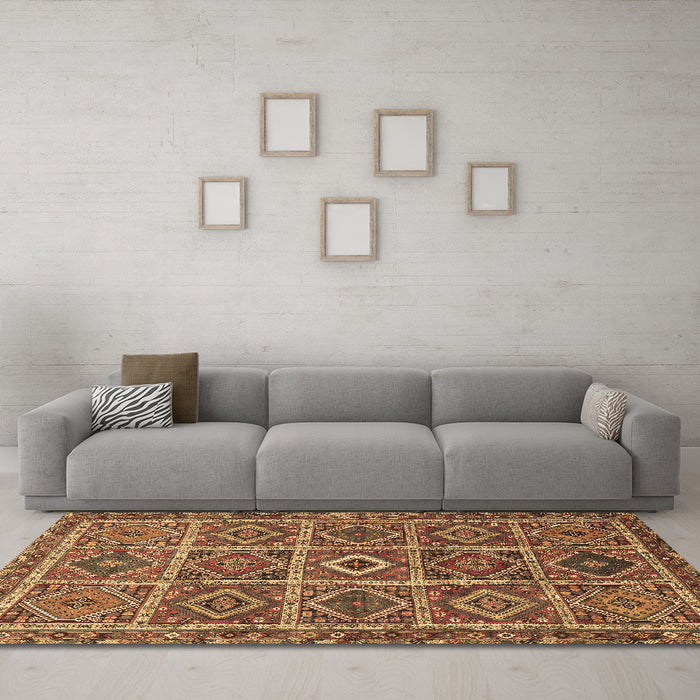 Machine Washable Persian Brown Traditional Rug in a Living Room,, wshtr3212brn