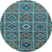 Round Persian Light Blue Traditional Rug, tr3212lblu