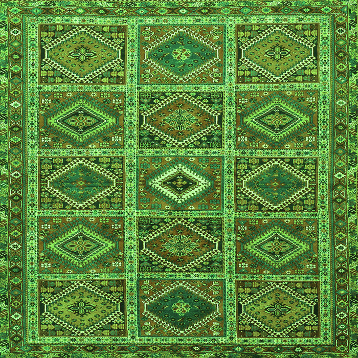 Round Machine Washable Persian Green Traditional Area Rugs, wshtr3212grn