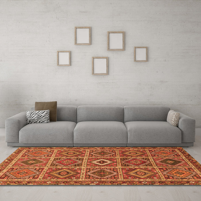 Machine Washable Persian Orange Traditional Area Rugs in a Living Room, wshtr3212org