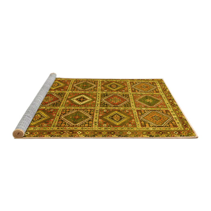 Sideview of Machine Washable Persian Yellow Traditional Rug, wshtr3212yw