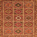 Round Machine Washable Persian Orange Traditional Area Rugs, wshtr3212org