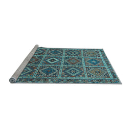 Sideview of Machine Washable Persian Light Blue Traditional Rug, wshtr3212lblu