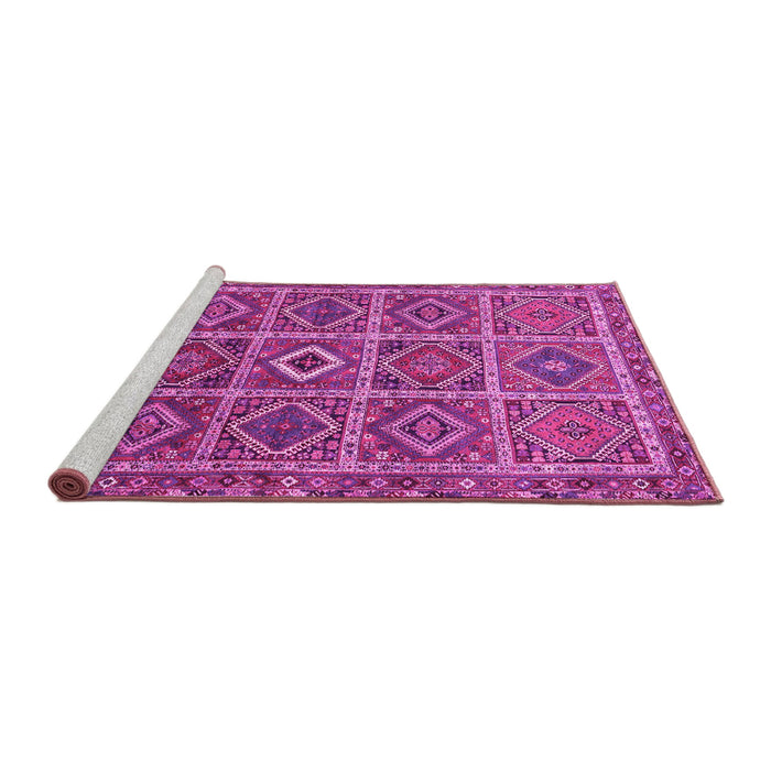 Sideview of Machine Washable Persian Pink Traditional Rug, wshtr3212pnk