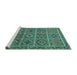 Sideview of Machine Washable Persian Turquoise Traditional Area Rugs, wshtr3212turq