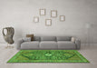 Machine Washable Persian Green Traditional Area Rugs in a Living Room,, wshtr3213grn