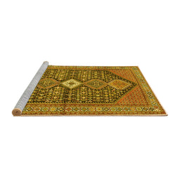 Sideview of Machine Washable Persian Yellow Traditional Rug, wshtr3213yw