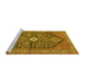 Sideview of Machine Washable Persian Yellow Traditional Rug, wshtr3213yw