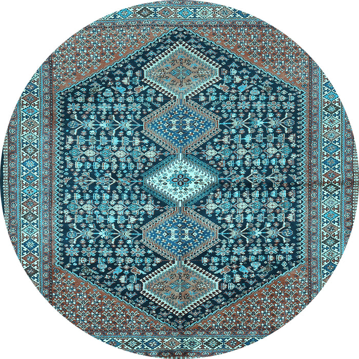 Round Machine Washable Persian Light Blue Traditional Rug, wshtr3213lblu