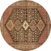 Round Machine Washable Persian Brown Traditional Rug, wshtr3213brn