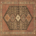 Square Persian Brown Traditional Rug, tr3213brn