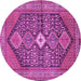 Round Machine Washable Persian Pink Traditional Rug, wshtr3213pnk