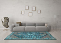 Machine Washable Persian Light Blue Traditional Rug, wshtr3213lblu