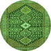 Square Persian Green Traditional Rug, tr3213grn