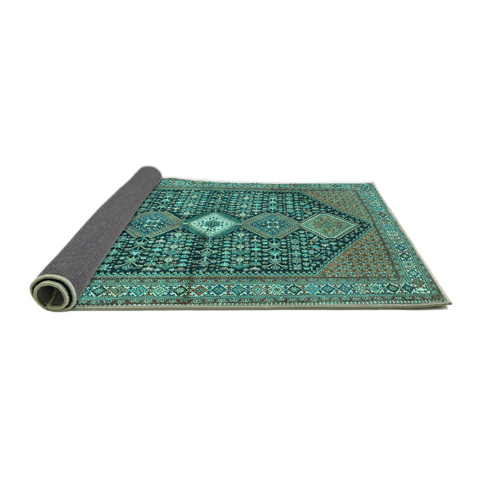 Sideview of Persian Turquoise Traditional Rug, tr3213turq