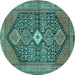 Round Persian Turquoise Traditional Rug, tr3213turq
