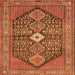 Round Machine Washable Persian Orange Traditional Area Rugs, wshtr3213org