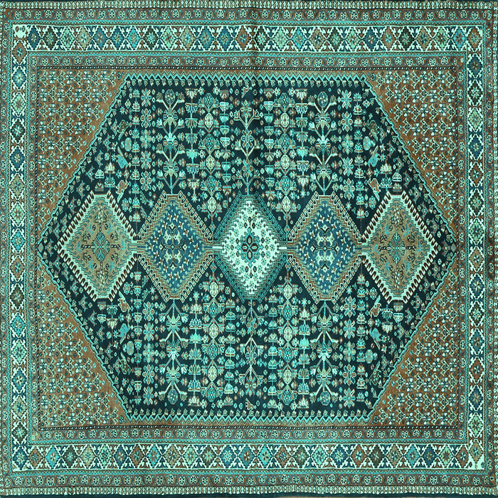 Square Persian Turquoise Traditional Rug, tr3213turq