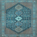 Square Machine Washable Persian Light Blue Traditional Rug, wshtr3213lblu