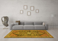 Machine Washable Persian Yellow Traditional Rug, wshtr3213yw