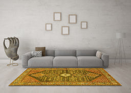 Machine Washable Persian Yellow Traditional Rug in a Living Room, wshtr3213yw