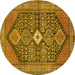Round Persian Yellow Traditional Rug, tr3213yw