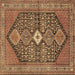 Square Machine Washable Persian Brown Traditional Rug, wshtr3213brn