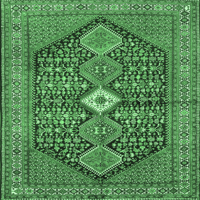 Square Machine Washable Persian Emerald Green Traditional Area Rugs, wshtr3213emgrn