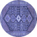 Round Persian Blue Traditional Rug, tr3213blu