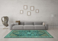 Machine Washable Persian Turquoise Traditional Rug, wshtr3213turq