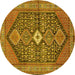 Round Machine Washable Persian Yellow Traditional Rug, wshtr3213yw