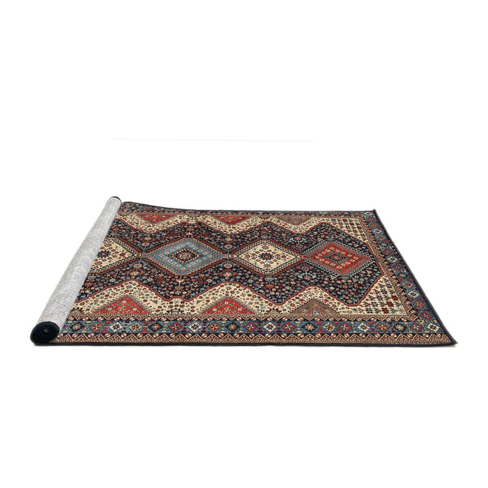 Sideview of Machine Washable Traditional Camel Brown Rug, wshtr3214