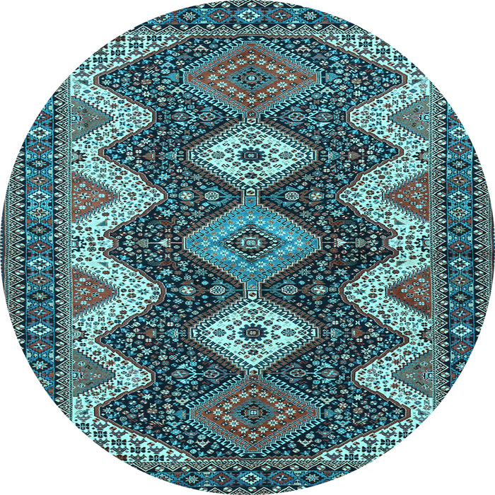 Round Machine Washable Persian Light Blue Traditional Rug, wshtr3214lblu