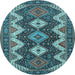 Round Persian Light Blue Traditional Rug, tr3214lblu