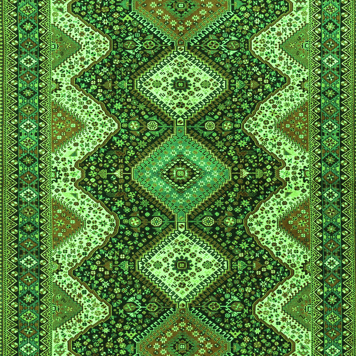 Serging Thickness of Machine Washable Persian Green Traditional Area Rugs, wshtr3214grn