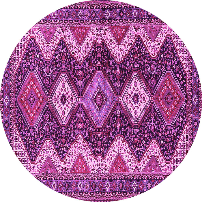 Round Machine Washable Persian Pink Traditional Rug, wshtr3214pnk