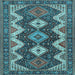 Square Machine Washable Persian Light Blue Traditional Rug, wshtr3214lblu