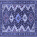 Square Machine Washable Persian Blue Traditional Rug, wshtr3214blu